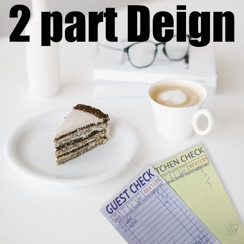 suituts [24 Books] Guest Checks Server Note Pads, 2-Part Carbonless Guest Check Pads Order Pads for Restaurants, Server, Waitress, 50 Sheets Per Server Pads Total 1200, Extra 6 Clips - Image 4