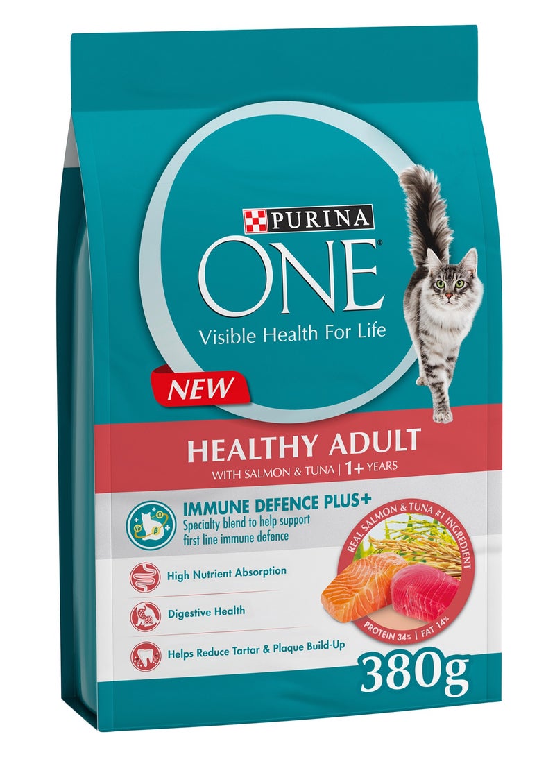 بورينا طعام جاف للقطط الصحية البالغة بسمك السلمون والتونة 380جم - Image 1