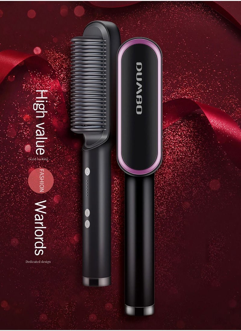 DUMBO Hair Straightener Brush,Hair Straightening Iron with Built-in Comb, 20s Fast Heating & 5 Temp Settings & Anti-Scald, Perfect for Professional Salon at Home (Black) 3*27cm  - Image 5