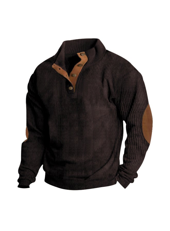 Autumn And Winter New Men's Clothing Hot Outdoor Casual Long-sleeved Sweatshirts Stand-up Collar Corduroy Sweatshirts - Image 1