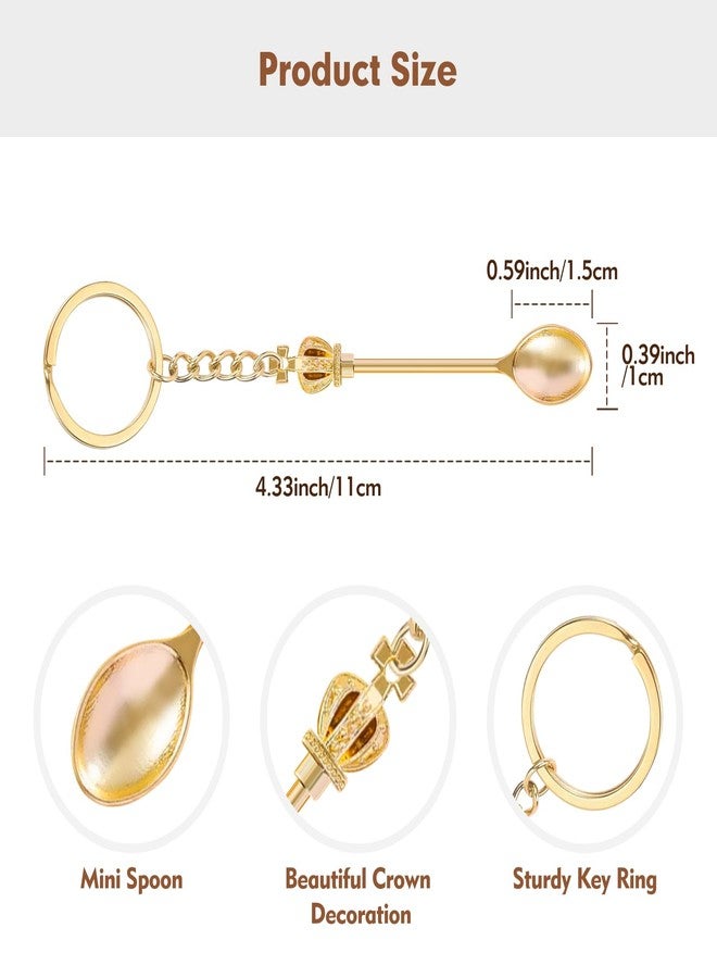 FLATRI 4PCS Mini Spoon Keychain Metal Tiny Spoons Small Spoons for Powder Spices Pendant Necklace Keychain for Purse Bag Backpack Gift (Gold) - Image 3