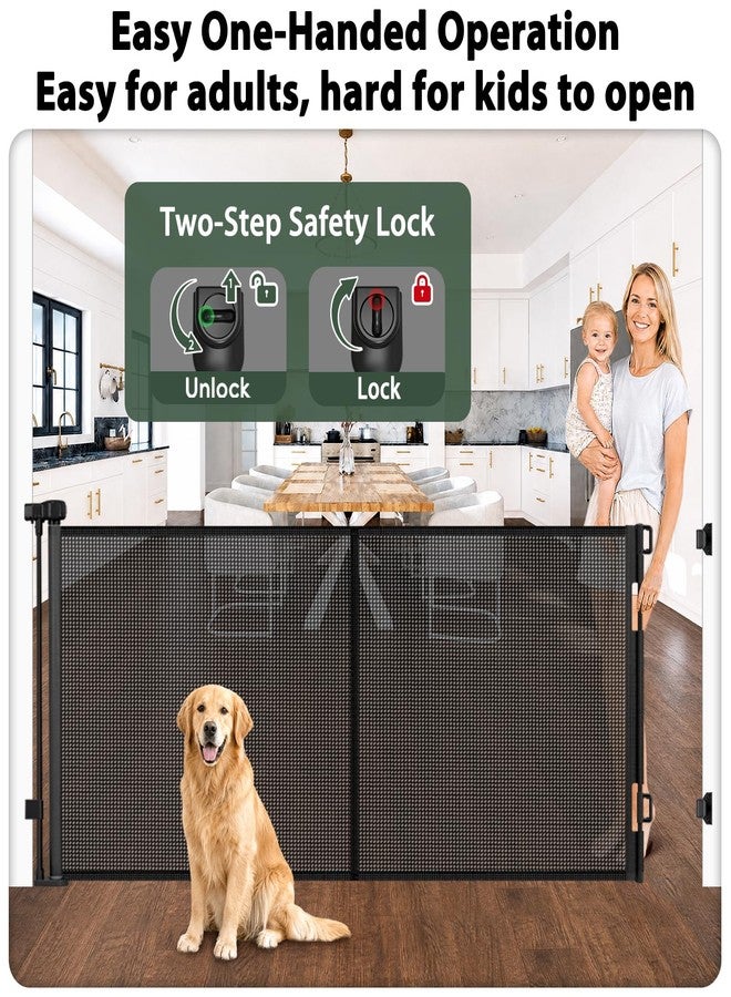 KISKIZ 72 Inch Wide Retractable Baby Gates 33" Tall, Retractable Dog Gate with Reinforced Rods to Prevent Crawling Through, 6 FT Indoor/Outdoor Retractable Gate for Stairs, Doorways, Hallways, Black - Image 5