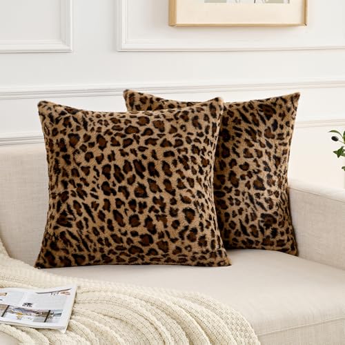 GALMAXS7 Cheetah Pillow Covers 20x20 Faux Fur Throw Pillow Covers Set of 2 Leopard Couch Pillow Covers Fluffy Soft Decorative for Home Living Room Bedroom - Image 1