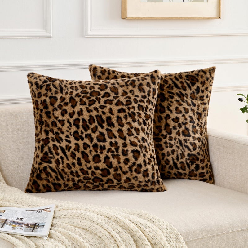GALMAXS7 Cheetah Pillow Covers 20x20 Faux Fur Throw Pillow Covers Set of 2 Leopard Couch Pillow Covers Fluffy Soft Decorative for Home Living Room Bedroom - Image 2