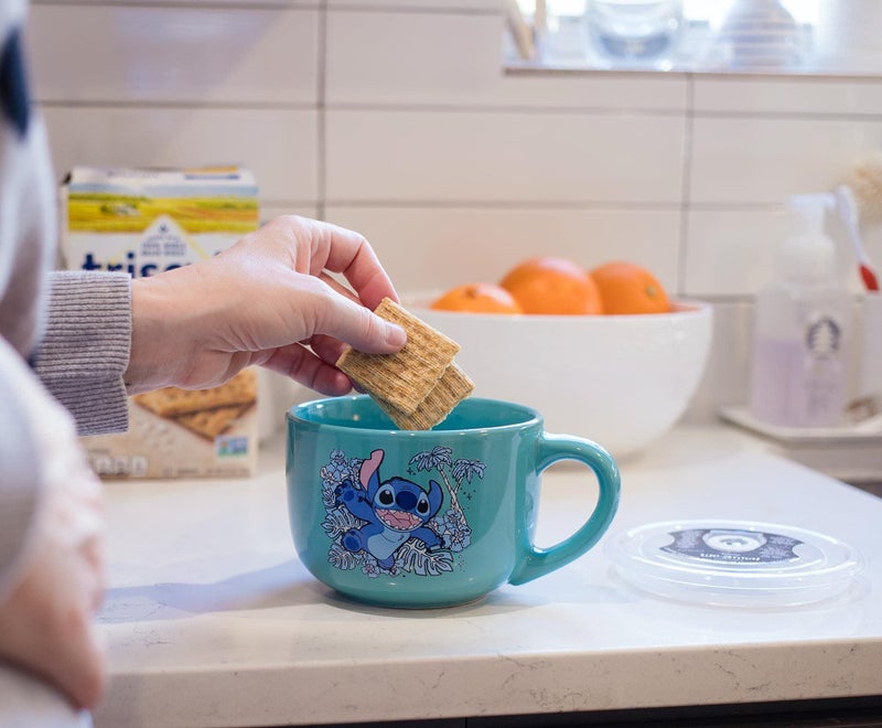 Silver Buffalo Lilo and Stitch Stay Weird Ceramic Soup Mug with Vented Plastic Lid, 24 Ounces - Image 5