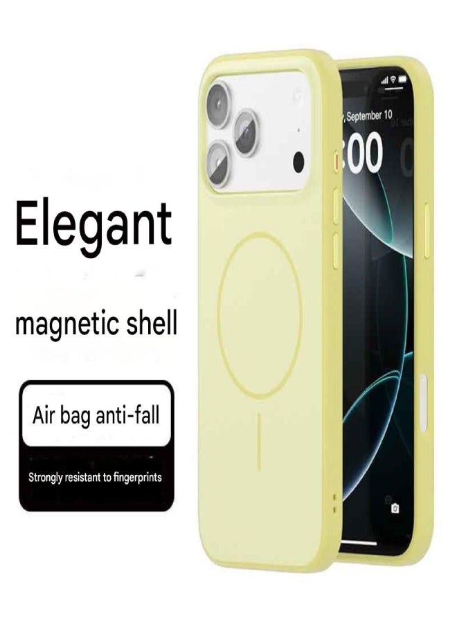 AROAQ iPhone 17 Pro Max Magnetic Case – MagSafe Compatible Shockproof Protective Cover with Skin-Friendly Silky Touch & Military-Grade Drop Protection , Yellow - Image 1