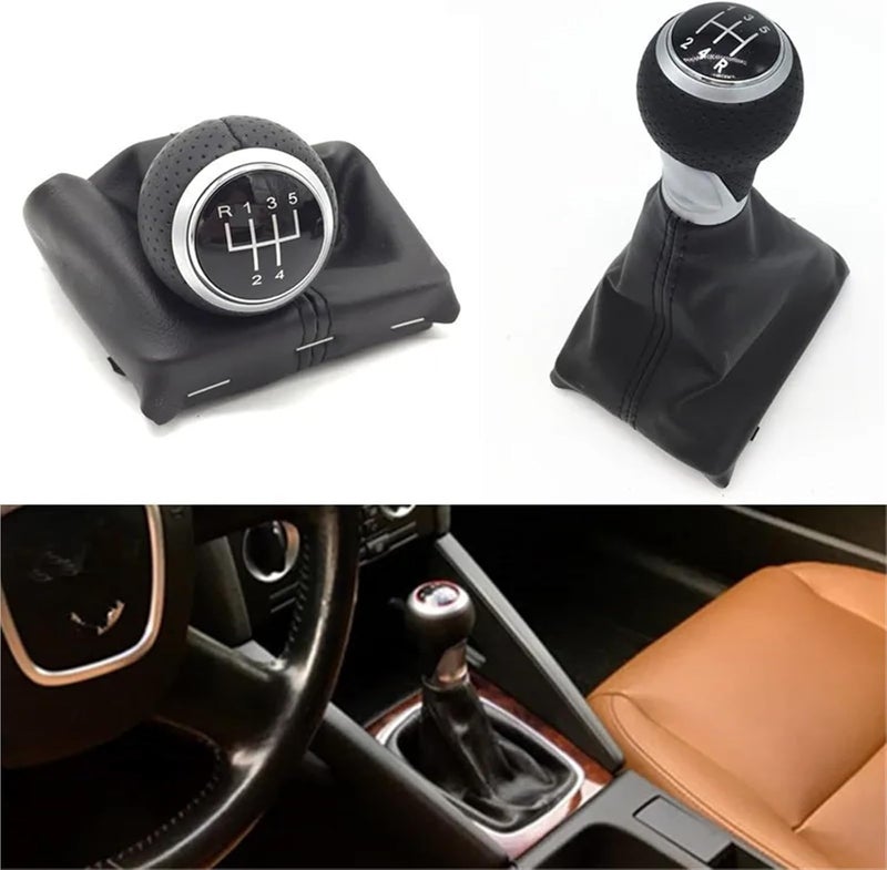 5/6 Speed Manual Gear Shift Knob Lever Stick Arm Pen Gaiter Boot Cover Case Compatible with Audi A4 S4 B8 8K A5 8T Q5 8R S Line 2007-2015(Red R123456 Cover) - Image 2