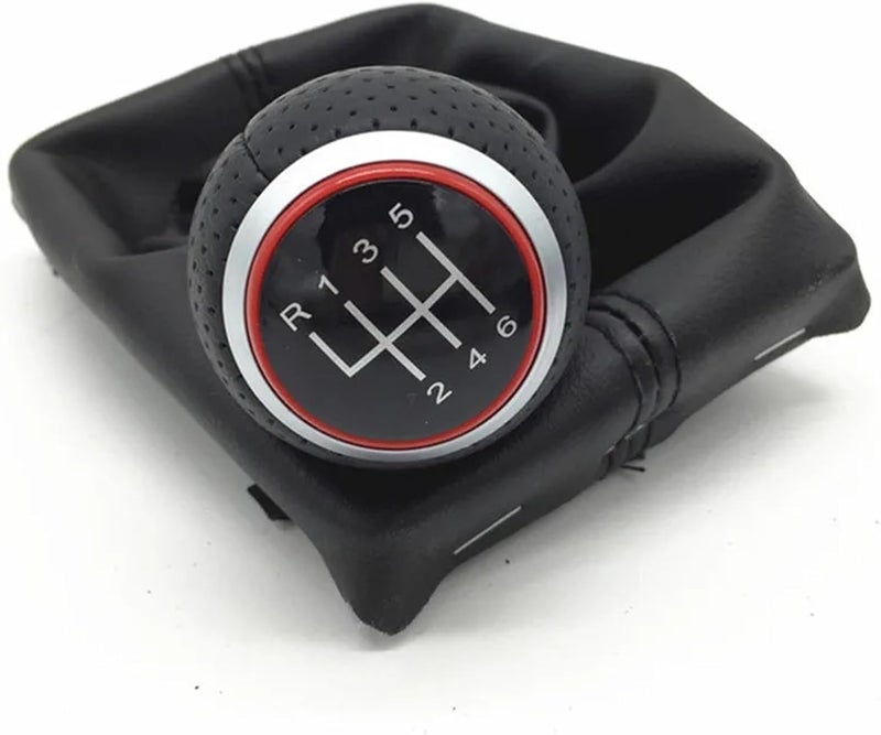 5/6 Speed Manual Gear Shift Knob Lever Stick Arm Pen Gaiter Boot Cover Case Compatible with Audi A4 S4 B8 8K A5 8T Q5 8R S Line 2007-2015(Red R123456 Cover) - Image 1