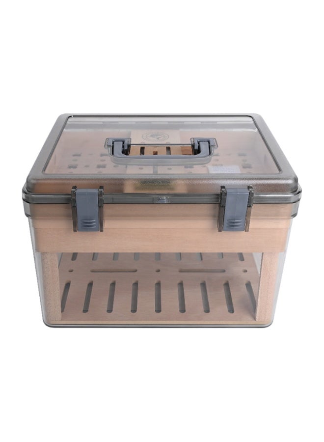 CIGARLOONG Large Transparent Acrylic Cigar Humidor with Hygrometer, Humidifier & Cedar Wood Tray - Portable Humidor Box with Handle for Home & Office Use - Image 1