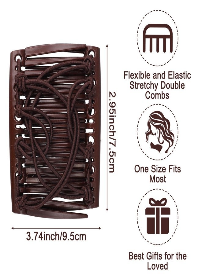 panthra 6 PCS Elastic Comb Clip, Magic Hair Comb, Adjustable Elastic Hair Clip, Non Slip Decorative Hairband, Multi Purpose, Suitable for Ladies and Girls (Black + Brown) - Image 2