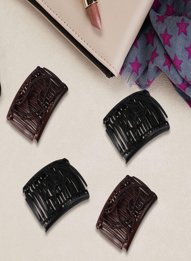 panthra 6 PCS Elastic Comb Clip, Magic Hair Comb, Adjustable Elastic Hair Clip, Non Slip Decorative Hairband, Multi Purpose, Suitable for Ladies and Girls (Black + Brown) - Image 4
