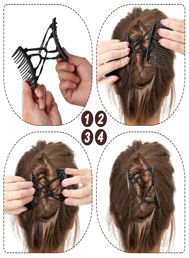 panthra 6 PCS Elastic Comb Clip, Magic Hair Comb, Adjustable Elastic Hair Clip, Non Slip Decorative Hairband, Multi Purpose, Suitable for Ladies and Girls (Black + Brown) - Image 3