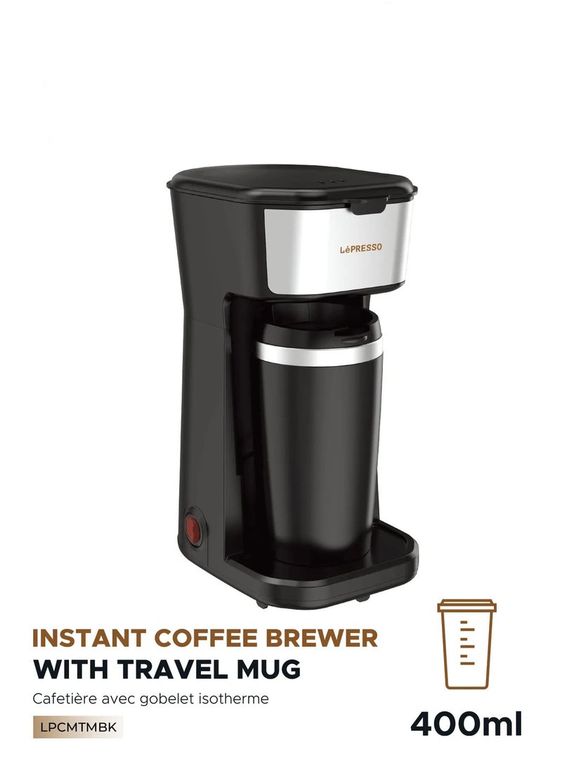 LePRESSO Coffee Maker 450W with Travelling Mug 400ml Coffee Machine - Black  - Image 1