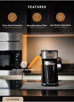 LePRESSO Coffee Maker 450W with Travelling Mug 400ml Coffee Machine - Black  - Image 3
