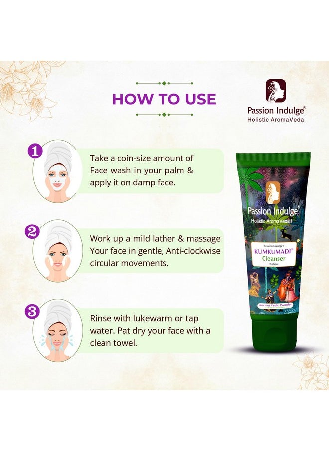 باشن إندلج - منظف الوجه الطبيعي Passion Indulge Kumkumadi يساعد على إشراقة البشرة وإشراقها وإشراقها مع الزعفران وزيت نجيل الهند و16 عشبة | لجميع أنواع البشرة - 100 مل - Image 1