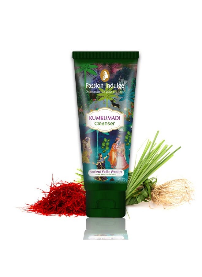 باشن إندلج - منظف الوجه الطبيعي Passion Indulge Kumkumadi يساعد على إشراقة البشرة وإشراقها وإشراقها مع الزعفران وزيت نجيل الهند و16 عشبة | لجميع أنواع البشرة - 100 مل - Image 1