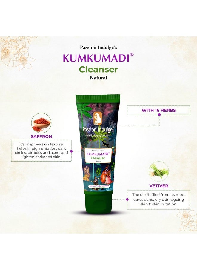 باشن إندلج - منظف الوجه الطبيعي Passion Indulge Kumkumadi يساعد على إشراقة البشرة وإشراقها وإشراقها مع الزعفران وزيت نجيل الهند و16 عشبة | لجميع أنواع البشرة - 100 مل - Image 1
