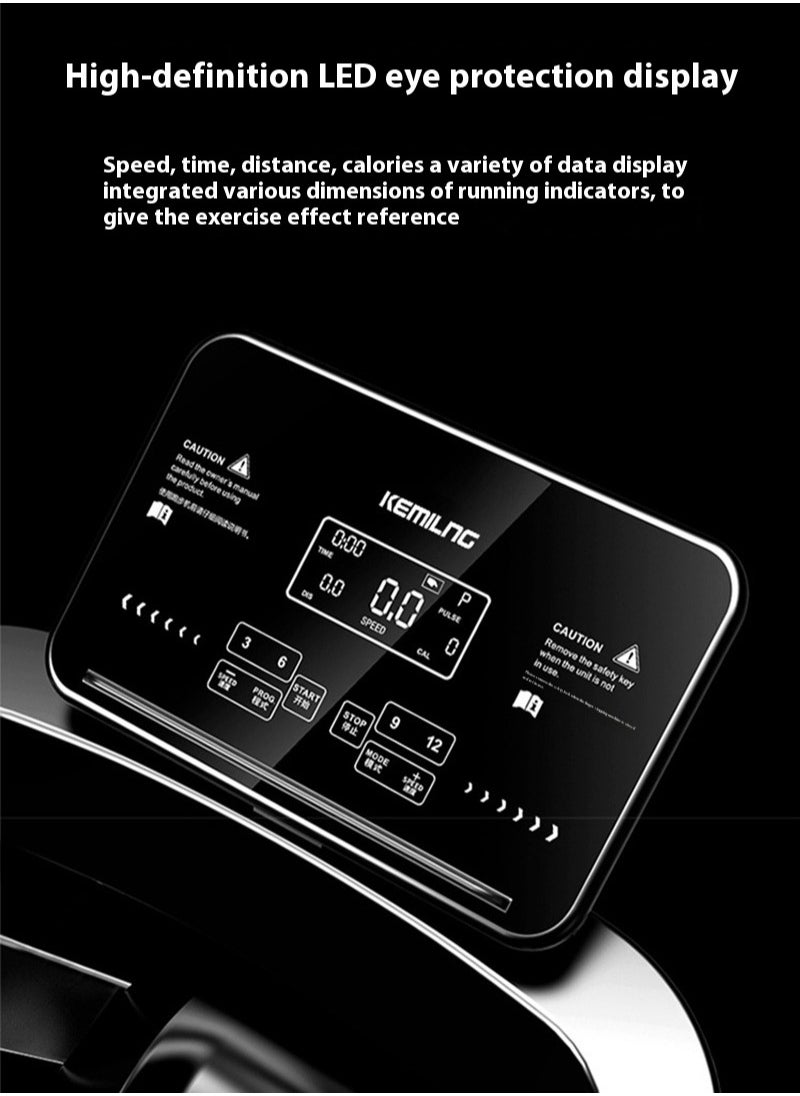 إي تي جي - جهاز المشي المنزلي القابل للتعديل بسرعة 1-12 كم/ساعة مع شاشة LED واتصال بلوتوث وصوت قابل للطي 123*68*12.3 سم - Image 1