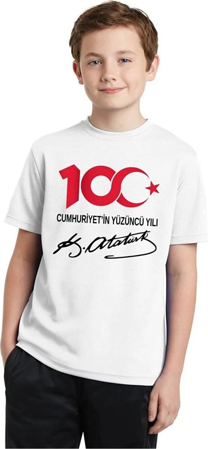 Lepiska 100th Anniversary of the Republic T-Shirt Cotton, 100th Year Special Atatürk Signed, Adult - Child All Sizes - Image 3