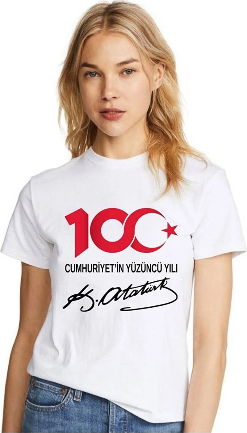 Lepiska 100th Anniversary of the Republic T-Shirt Cotton, 100th Year Special Atatürk Signed, Adult - Child All Sizes - Image 2