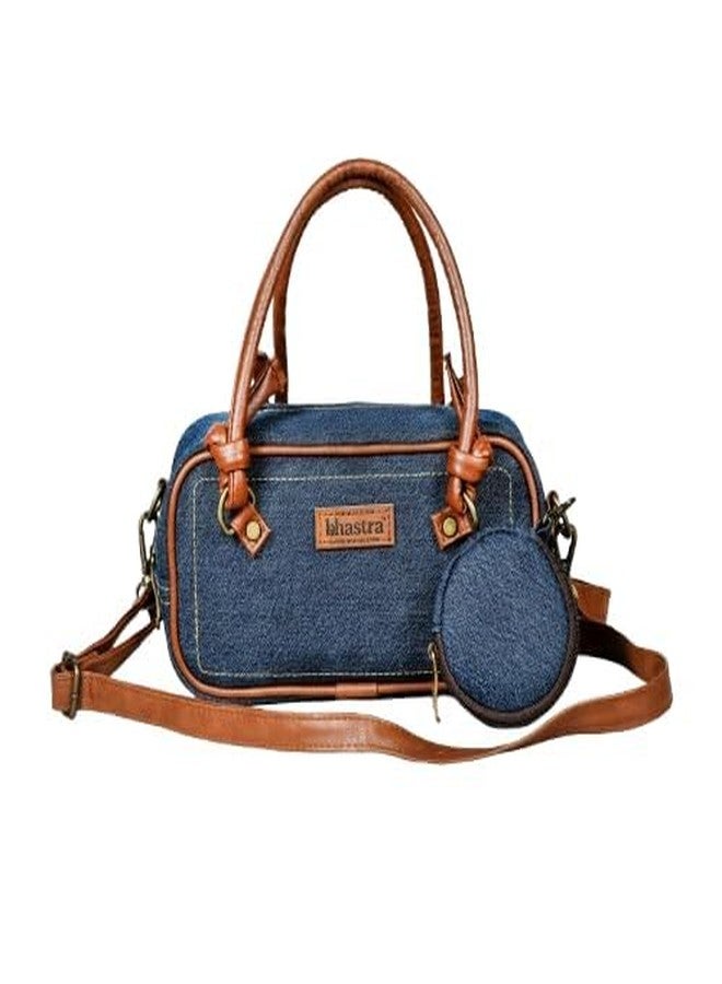 BHASTRA Denim Deep Drifft Bag With Coin Pouch - Dark Blue | Vegan Leather | Bag for Women - Girls Travel Crossbody Bags with Adjustable Strap | Ladies Shoulder Purse Stylish Handbag-Ideal For Gifting - Image 1
