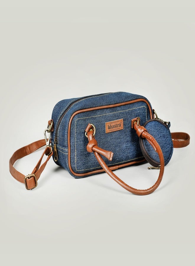 BHASTRA Denim Deep Drifft Bag With Coin Pouch - Dark Blue | Vegan Leather | Bag for Women - Girls Travel Crossbody Bags with Adjustable Strap | Ladies Shoulder Purse Stylish Handbag-Ideal For Gifting - Image 4