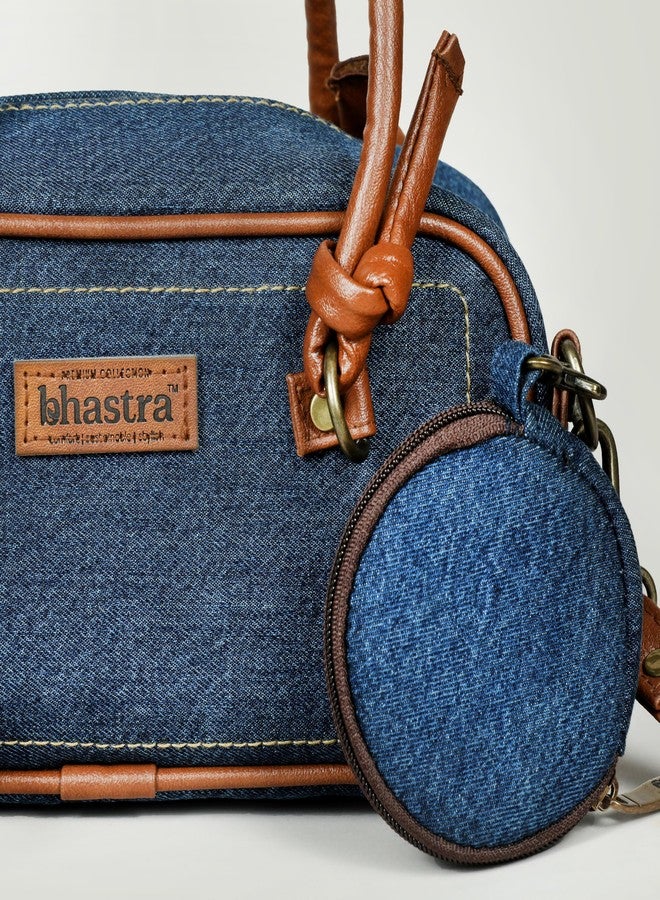 BHASTRA Denim Deep Drifft Bag With Coin Pouch - Dark Blue | Vegan Leather | Bag for Women - Girls Travel Crossbody Bags with Adjustable Strap | Ladies Shoulder Purse Stylish Handbag-Ideal For Gifting - Image 5