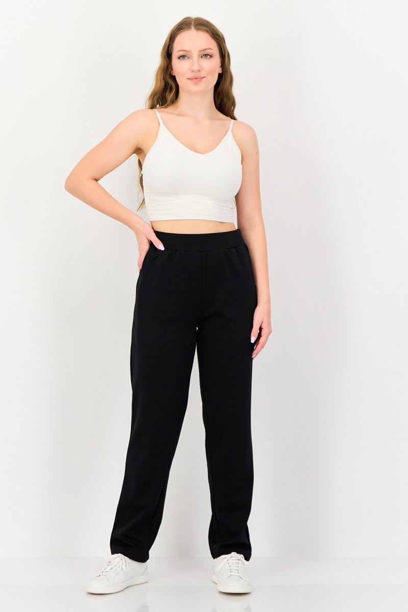 Algspar سروال نسائي بقصة عادية مستقيمة، أسود - Image 4