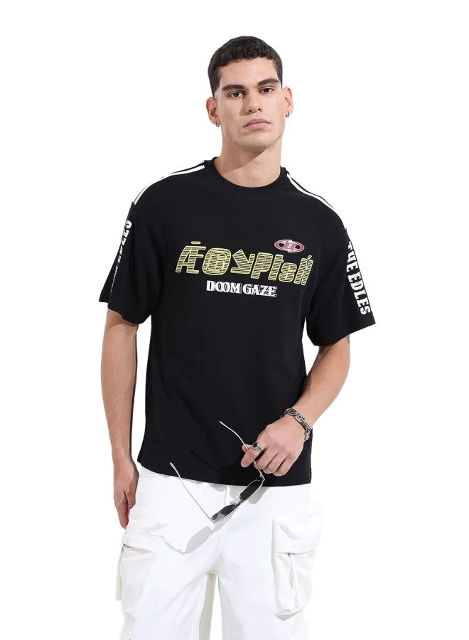 شركة المرآب الهندية Men Relaxed Fit Graphic Printed Crew Neck Half Sleeves T-Shirt