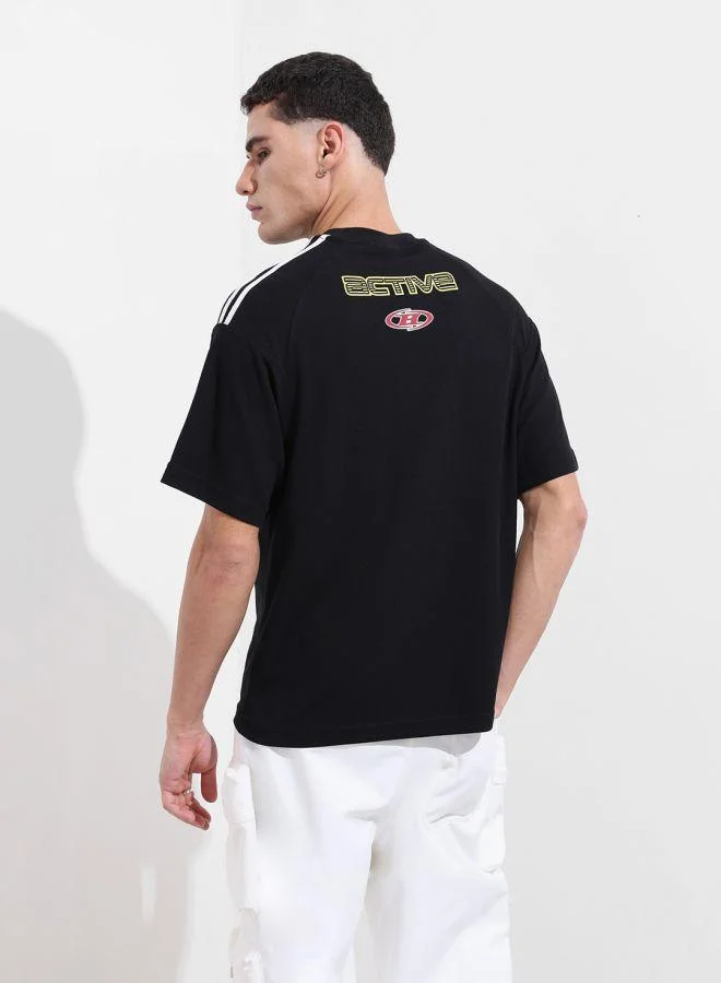 The Indian Garage Co Men Relaxed Fit Graphic Printed Crew Neck Half Sleeves T-Shirt