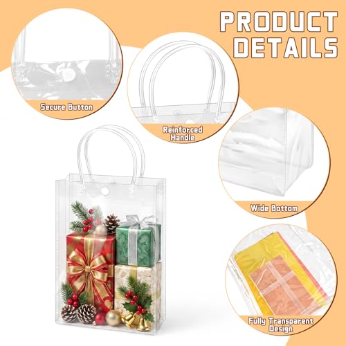 BadenBach 24 PCS Small Clear Gift Bags with Handles, 6.7 x 9.1 x 2.8 Inch Clear Plastic Party Favor Bag Transparent Goodie Tote Bag Gift Wrap Bags Bulk for Wedding Baby Shower Birthday Mother's Day - Image 3