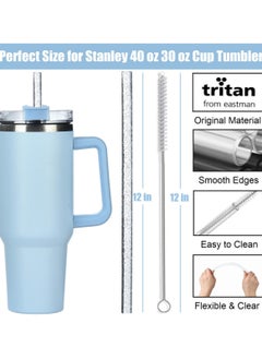 Reema 10 Pack Color Replacement Straws for Stanley 40 oz 30 oz Tumbler, 12 in Long Reusable Plastic Glitter Straws for Stanley Cup Accessories, Half Gallon Jug, Plus 2 Cleaning Brush  - Image 2