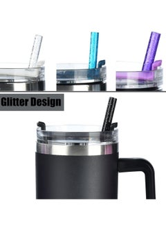 Reema 10 Pack Color Replacement Straws for Stanley 40 oz 30 oz Tumbler, 12 in Long Reusable Plastic Glitter Straws for Stanley Cup Accessories, Half Gallon Jug, Plus 2 Cleaning Brush  - Image 3