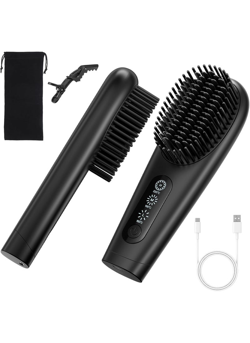 CestMall Cordless Hair Straightener Brush Comb Portable Straightening Brush 6400 mAh USB Rechargeable Ionic Straightening Comb MCH Fast Heating AntiScald Suitable for Long Short Thick Curly Hair 