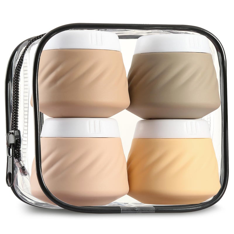 Gemice Travel Containers for Toiletries Silicone Cream Jars TSA Approved Travel Size Containers with Clear Bag Leakproof Travel Accessories with Lid for Cosmetic Face Body Hand Cream