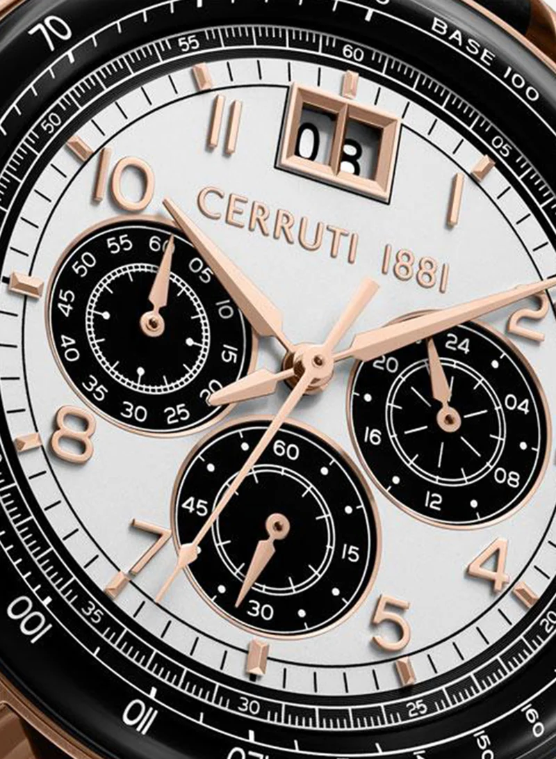 CERRUTI 1881 black Men's Petroio 43mm White Black Dial Genuine Leather Strap Chronograph Watch For Men for Men | Best Price UAE