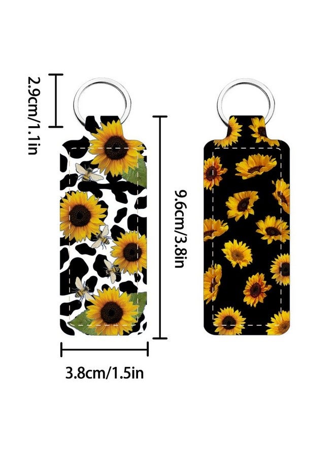 FREEBLOSS 2Pcs Chapstick Holder Keychain 1.5X3.8'' Lip Balm Holder Keychain Lightweight Lipstick Sleeve Pouch With Sunflowers Pattern For Women Girls - Image 2