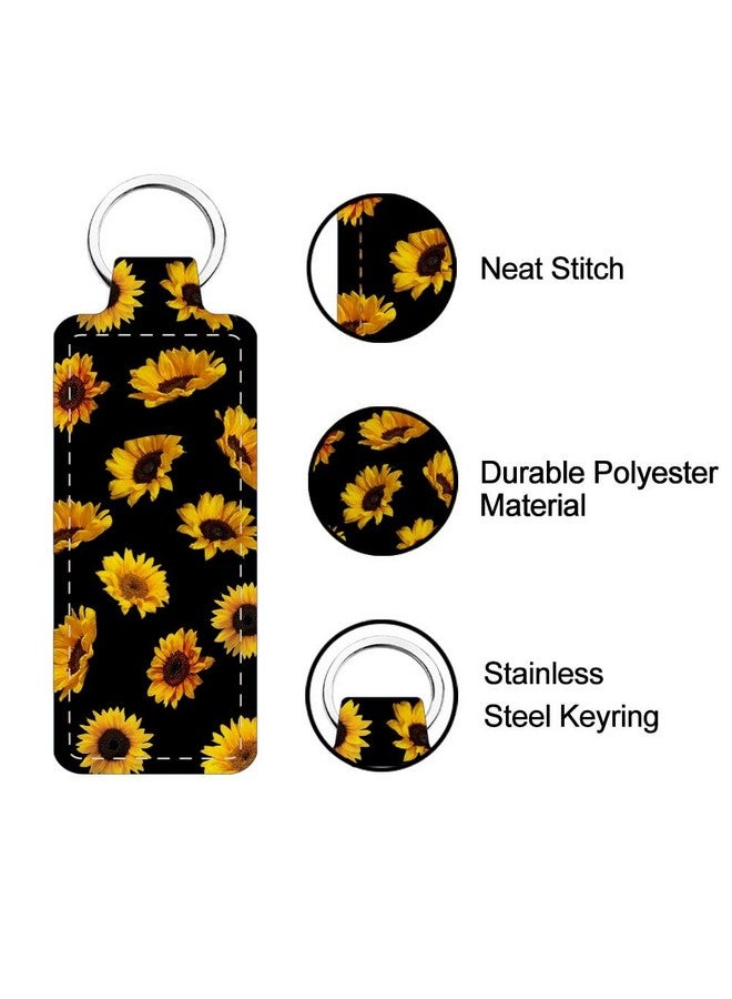 FREEBLOSS 2Pcs Chapstick Holder Keychain 1.5X3.8'' Lip Balm Holder Keychain Lightweight Lipstick Sleeve Pouch With Sunflowers Pattern For Women Girls - Image 3