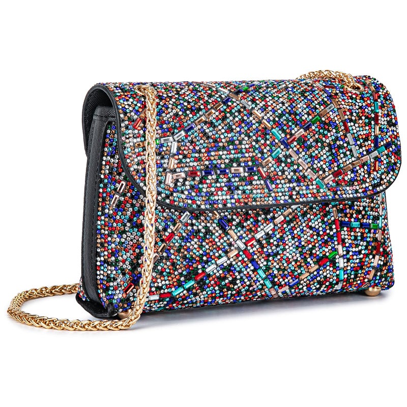BBTT.ful Sparkly Rhinestones Evening Bag for Women Shoulder Bags Crossbody Bag Clutch Purse with Chain (colorful) - Image 1