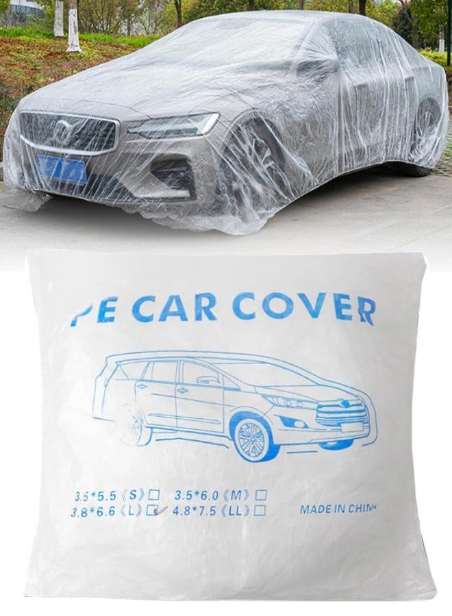 Generic Universal Plastic Car Cover with Elastic Band Disposable Car Covers Bulk, Waterproof Dustproof Full Exterior Covers Clear Car Protector for Sedan Outdoor Snow Rain Weather, 3.8m x 6.6m  - Image 1