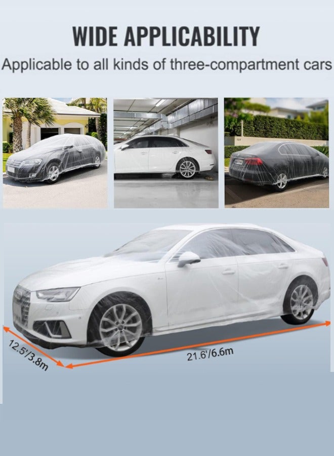 Generic Universal Plastic Car Cover with Elastic Band Disposable Car Covers Bulk, Waterproof Dustproof Full Exterior Covers Clear Car Protector for Sedan Outdoor Snow Rain Weather, 3.8m x 6.6m  - Image 2