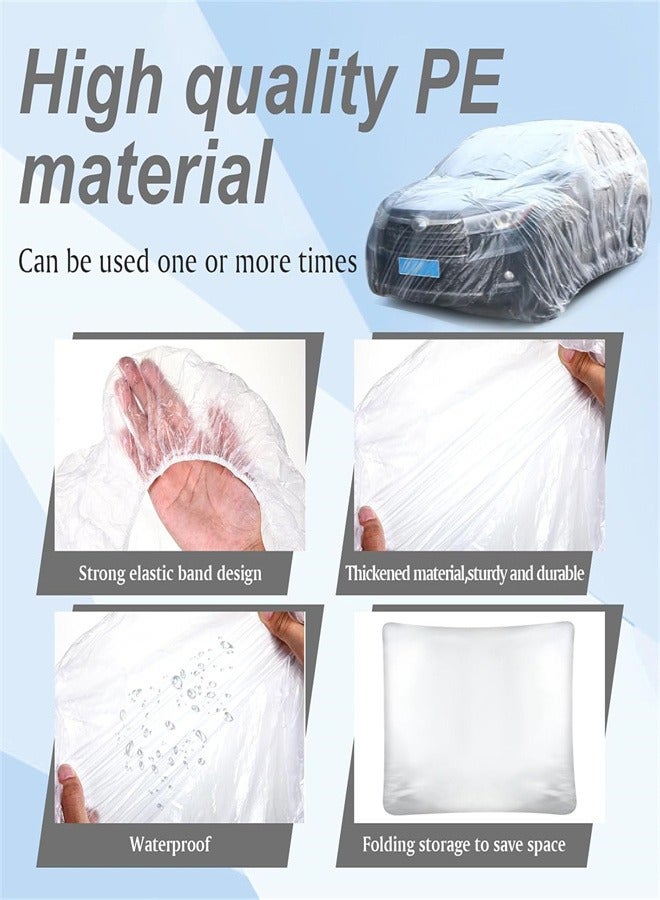 Generic Universal Plastic Car Cover with Elastic Band Disposable Car Covers Bulk, Waterproof Dustproof Full Exterior Covers Clear Car Protector for Sedan Outdoor Snow Rain Weather, 3.8m x 6.6m  - Image 4