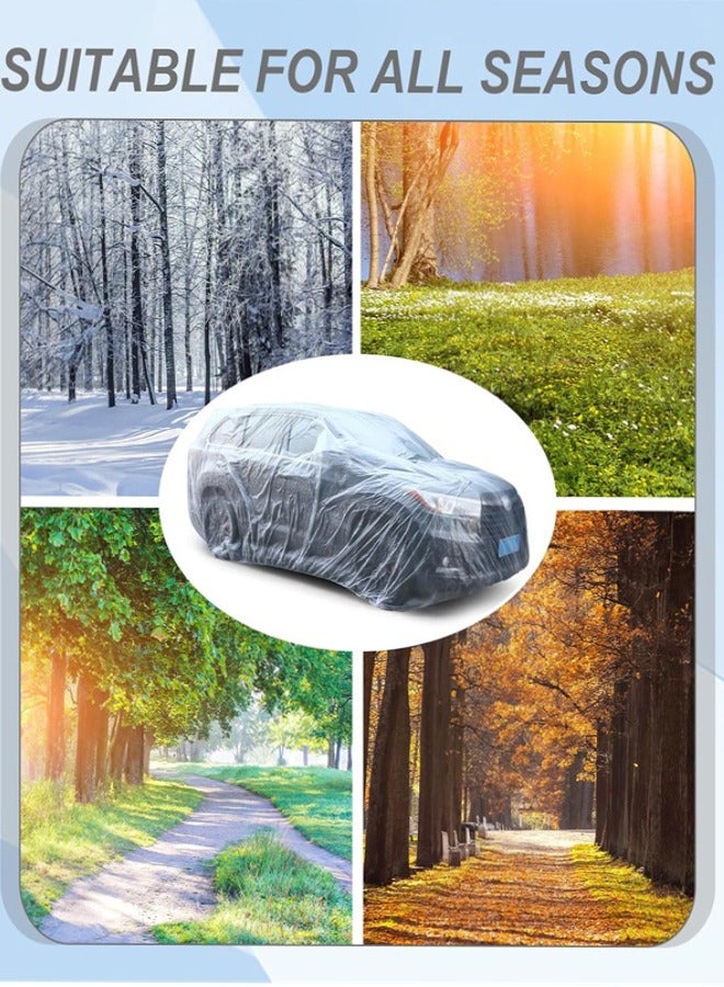 Generic Universal Plastic Car Cover with Elastic Band Disposable Car Covers Bulk, Waterproof Dustproof Full Exterior Covers Clear Car Protector for Sedan Outdoor Snow Rain Weather, 3.8m x 6.6m  - Image 5