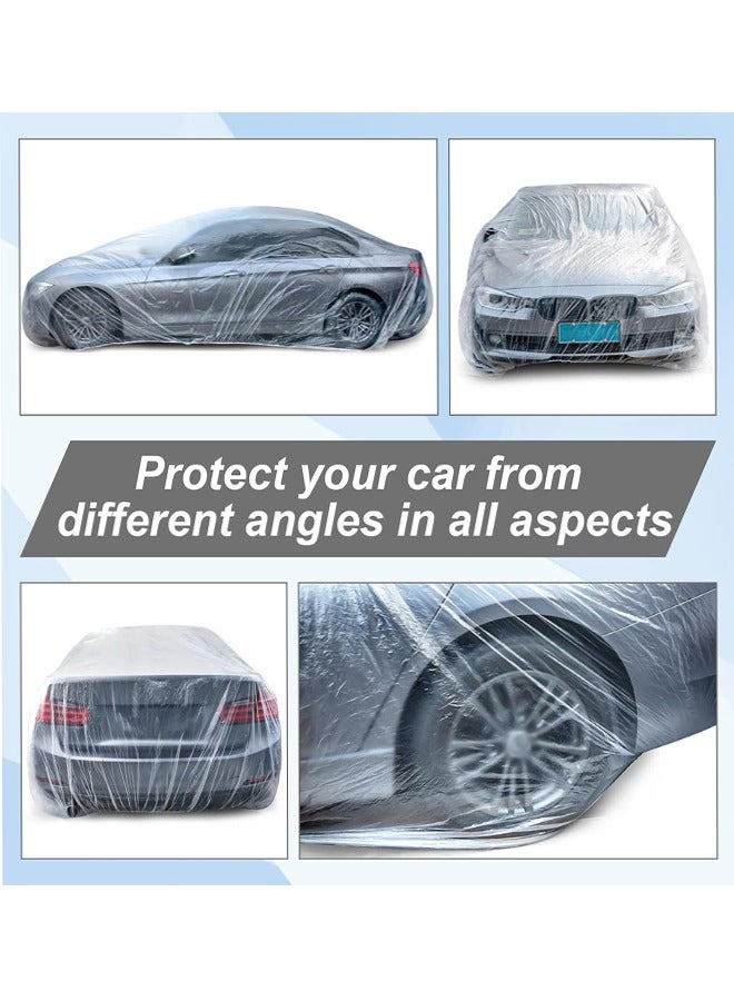 Generic Universal Plastic Car Cover with Elastic Band Disposable Car Covers Bulk, Waterproof Dustproof Full Exterior Covers Clear Car Protector for Sedan Outdoor Snow Rain Weather, 3.8m x 6.6m  - Image 3