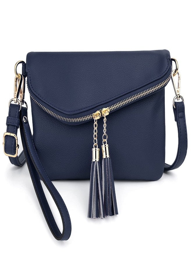UTO Envelope Wristlet Clutch Crossbody Bag for Women Double Tassel Cellphone Trendy Purse with Strap and Zip Pocket Royal Blue - Image 1
