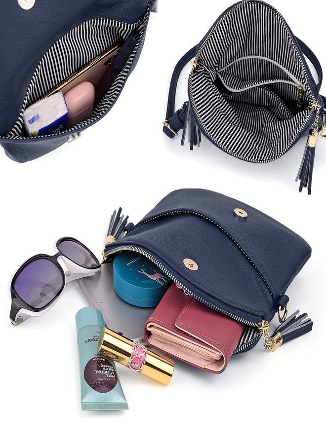 UTO Envelope Wristlet Clutch Crossbody Bag for Women Double Tassel Cellphone Trendy Purse with Strap and Zip Pocket Royal Blue - Image 5