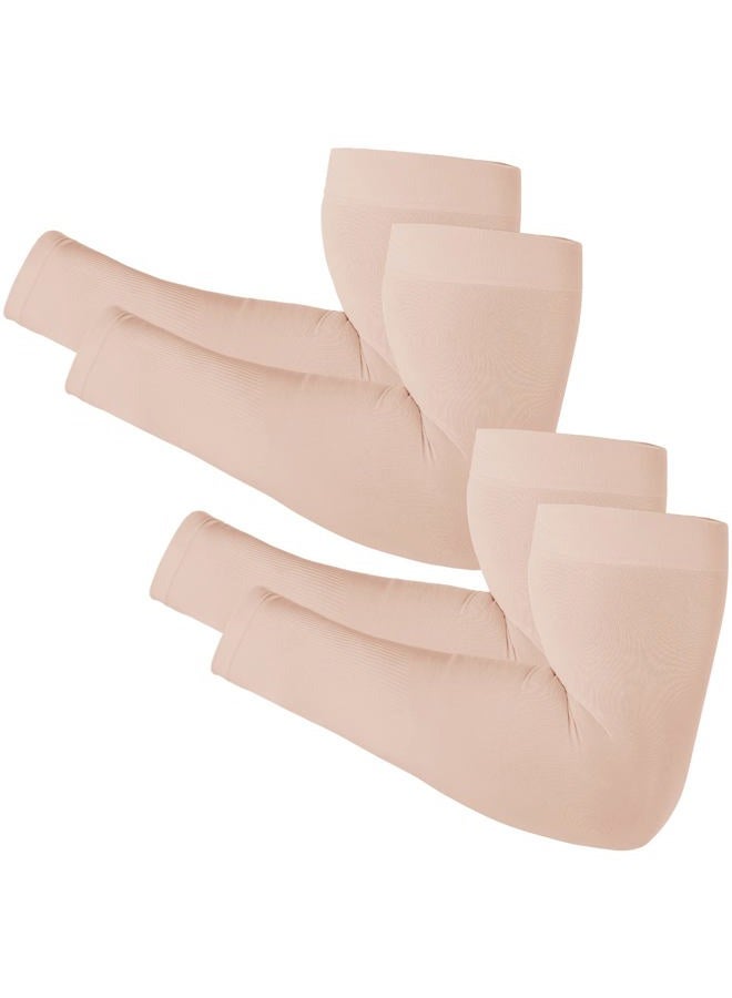 Newbyinn Arm Sleeves for Men Women, Size L - XL, UV Sun Protection Sleeve to Cover Tattoo, Cooling Compression Arm Cover, 2 Pairs: Beige - Image 1