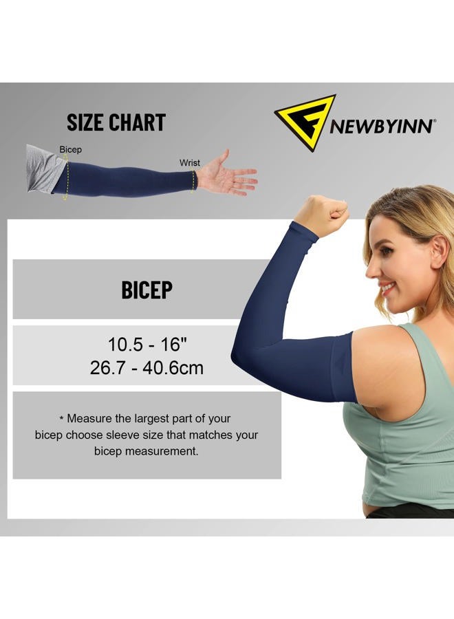Newbyinn Arm Sleeves for Men Women, Size L - XL, UV Sun Protection Sleeve to Cover Tattoo, Cooling Compression Arm Cover, 2 Pairs: Beige - Image 2