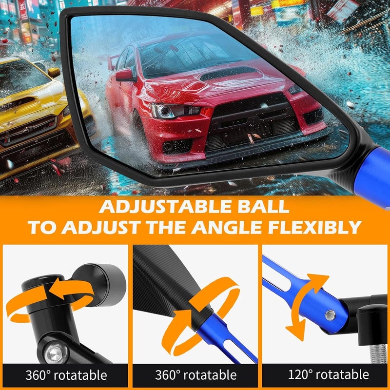 JMTBNO Universal Aluminium Motorcycle Handlebar End Mirrors - Image 4