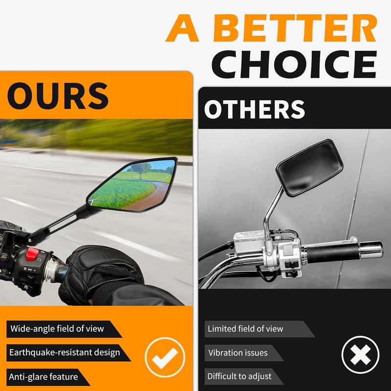 JMTBNO Universal Aluminium Motorcycle Handlebar End Mirrors - Image 5